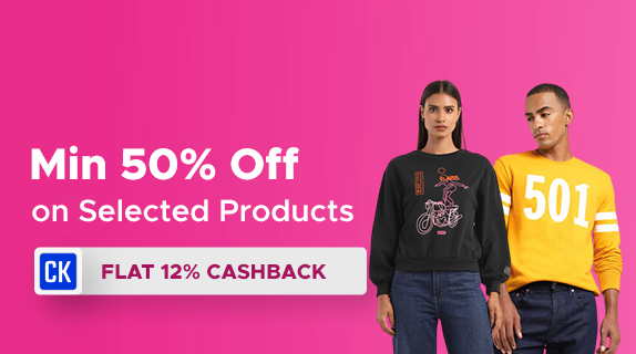 Levis: Min. 50% Off on Selected Products + Flat 12% CashKaro Cashback
